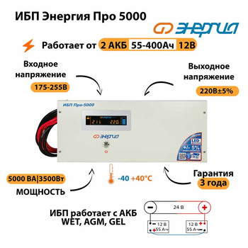 Энергия ИБП Про 5000 24В - ИБП и АКБ - ИБП для котлов - магазин электротехники tochkafokusa.ru
